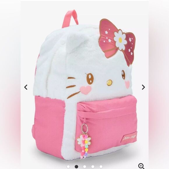 Sanrio Hello Kitty Kawaii Fuzzy full size backpack bag adjustable straps main image 6
